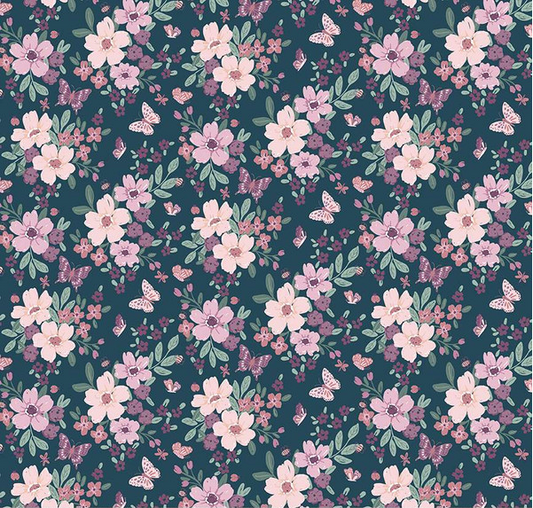 Buds & Butterflies Main Emerald Yardage