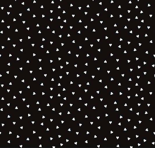 Take Heart Small Hearts Black Yardage
