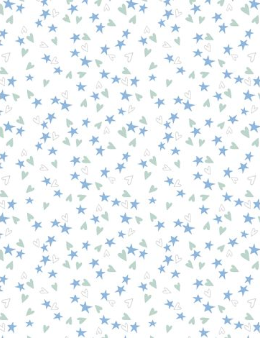 Safari Lullaby Heart & Stars White Yardage