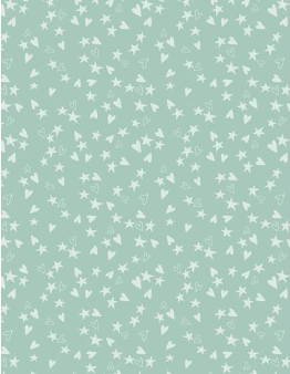 Safari Lullaby Heart & Stars Green Yardage
