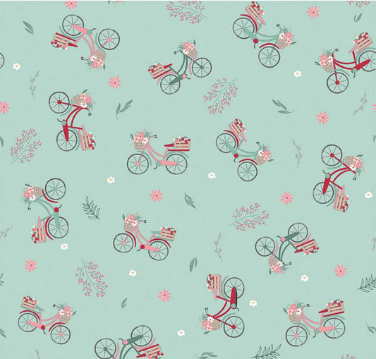 Berry Market Bicycles Mint Fabric