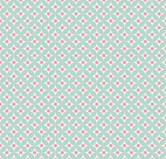 Berry Market Daisies Mint Fabric
