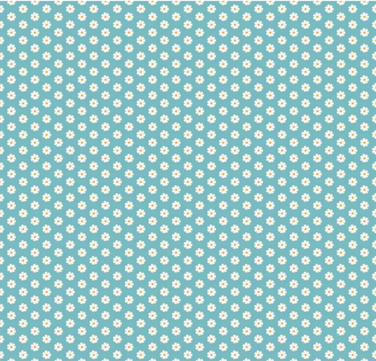 Besties Flowers Blue Yardage