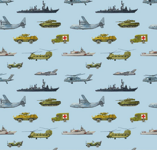 Letters From Home Transport Blue Yardage