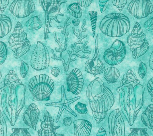 Serena Shores Shells Aqua Yardage