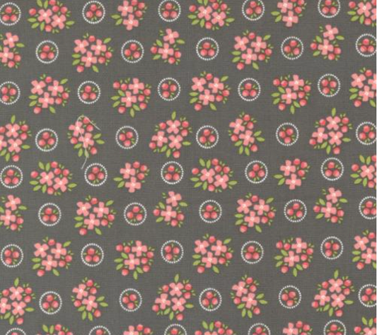 Cali Co Ring Around Posie Slate Yardage