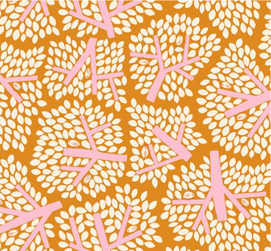 Bird is the Word Trees Turmeric Yardage