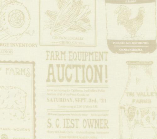 Farmstead Farm Advertisements Tonal Porcelain Yardage