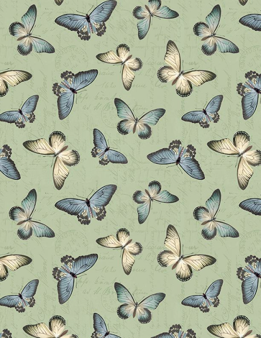 Garden Grace Butterfly Toss Sage Yardage