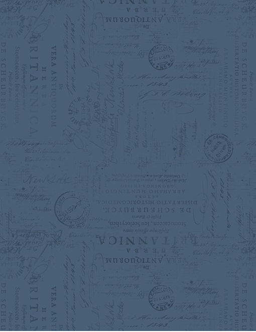 Garden Grace Script Texture Navy Yardage