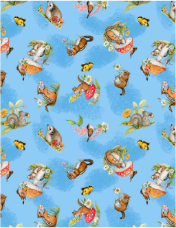 Gnome-Grown Critter Toss Blue Yardage