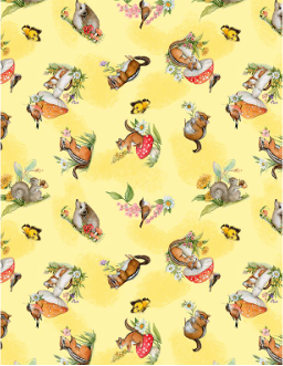 Gnome-Grown Critter Toss Yellow Yardage