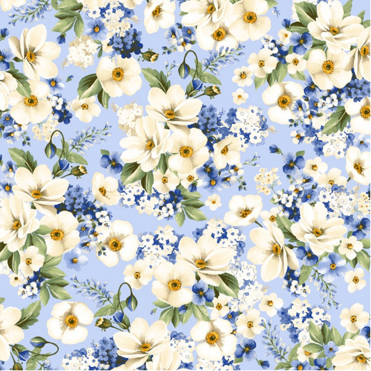 Windflower Main Flower Blue Fabric