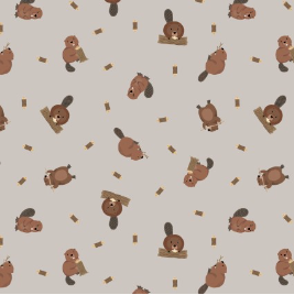Small Things... Rivers and Creeks Beavers Warm Grey Yardage