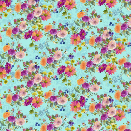 Garden Fresh Bouquets Aqua Yardage