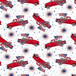 Wings of Freedom Tossed Trucks White Yardage