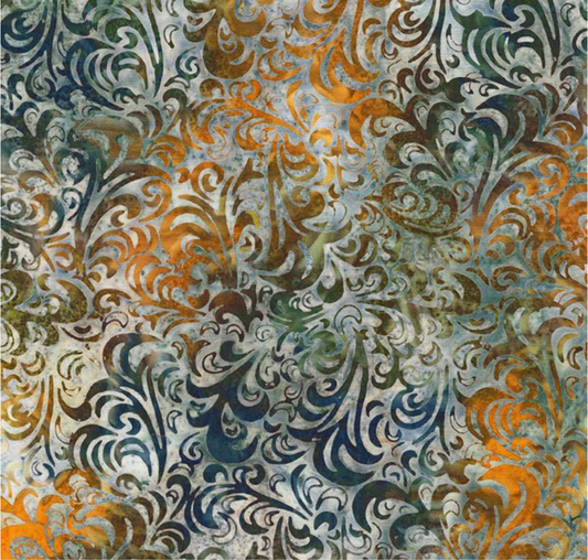Batiks Hand Dyes Elementals Twirl & Swirl Steel Sapphire Yardage