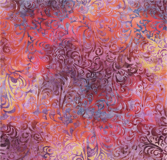 Batiks Hand Dyes Elementals Twirl & Swirl Splash of Grenadine Yardage