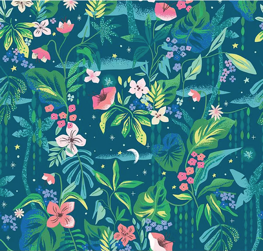 Forever Neverland Tropical Floral Night Yardage