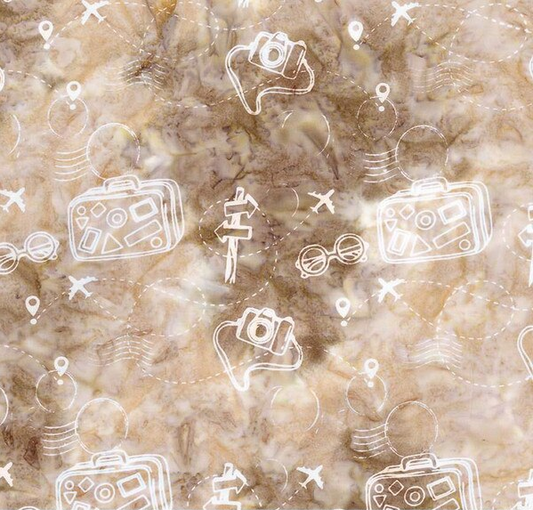 Batiks Hand Dyes Places You'll Go Coffee Cream Yardage