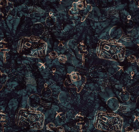 Batiks Hand Dyes Places You'll Go Smoky Teal Yardage