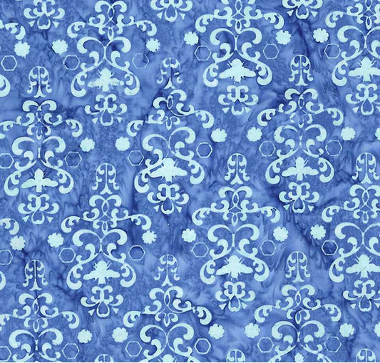 Batiks Hand Dyes Watercolor Daisies Ocean Blue Yardage