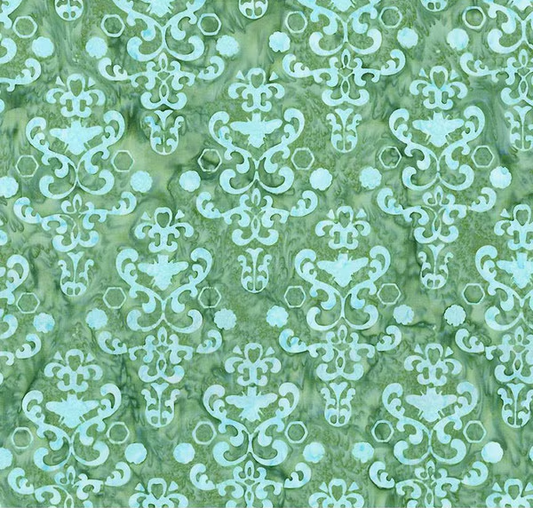 Batiks Hand Dyes Watercolor Daisies Winter Mint Yardage