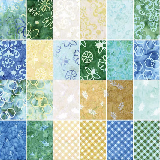 Batiks Hand Dyes Watercolor Daisies 2 1/2” Rolie Polie