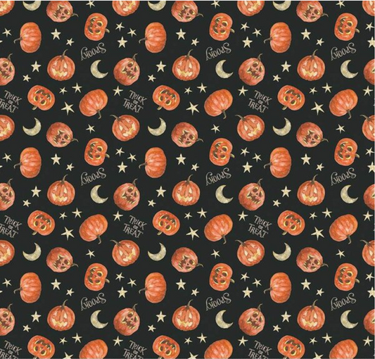 Trick or Treat Pumpkin Black Yardage