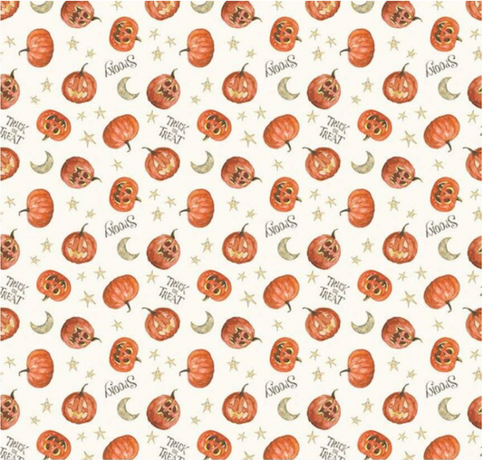 Trick or Treat Pumpkin Cream Yardage