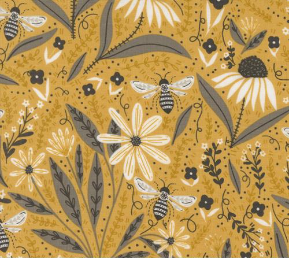 Bee Garden Florals Bees Honey Yardage