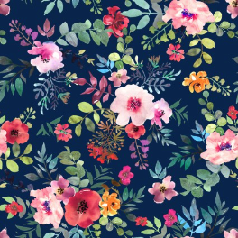 Glorious Garden Large Floral Blue Yardage