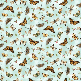 Young of the Year Butterflies Blue Powder Yardage