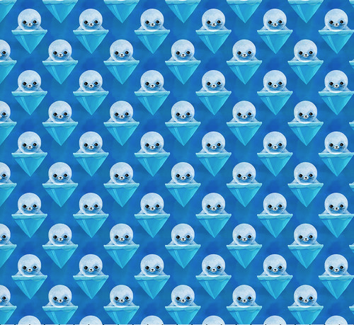 POLAR SEAS Harp Seals - Blue Yardage