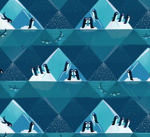 POLAR SEAS Penguin Playground - Turquoise Yardage