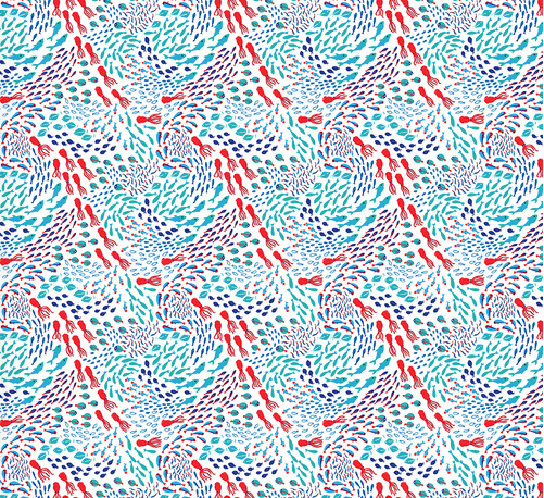 POLAR SEAS Squids and Fish - White Yardage