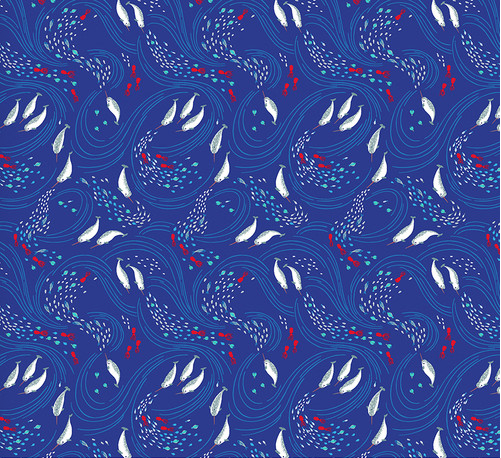 POLAR SEAS Swirling Seas - Blue Yardage
