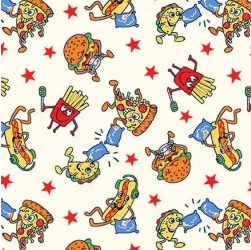 Dino Pizza Party FAST FOOD DCX12196-CREM-D yardage