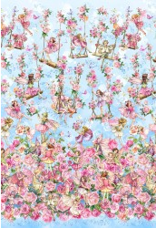 Spring Songs Flower Fairies SPRING SONGS FAIRY BORDER DDC12248-BLUE-D yardage