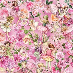 Spring Songs Flower Fairies GARDEN SONGS ALLOVER DDC12249-MAUV-D yardage