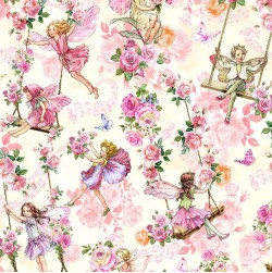Spring Songs Flower Fairies GARDEN SWINGS DDC12250-CREM-D yardage