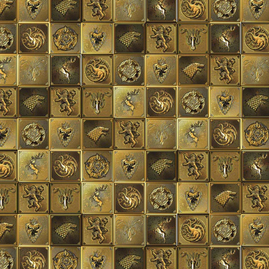 Game of Thrones House Sigil Tiles Gold Fabric