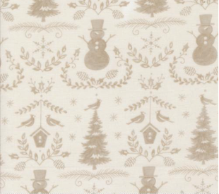 Winter Friends Winter Damask Snowy White Fabric