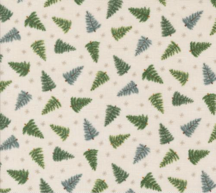 Winter Friends Tossed Trees Snowy White Fabric