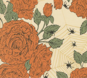 Home Sweet Haunt Haunted Roses Florals Spiders Web Bone Fabric