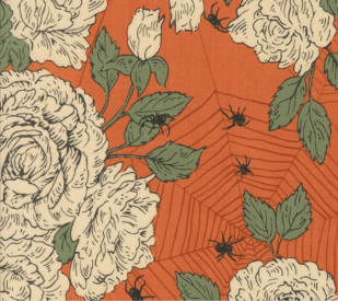 Home Sweet Haunt Haunted Roses Florals Spiders Web Pumpkin Fabric