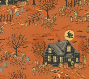 Home Sweet Haunt Haunted Forest Halloween Pumpkin Fabric