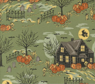 Home Sweet Haunt Haunted Forest Halloween Moss Fabric