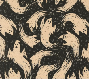 Home Sweet Haunt Halloween Ghost Midnight Fabric