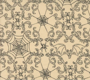 Home Sweet Haunt Spider Webs Bone Fabric